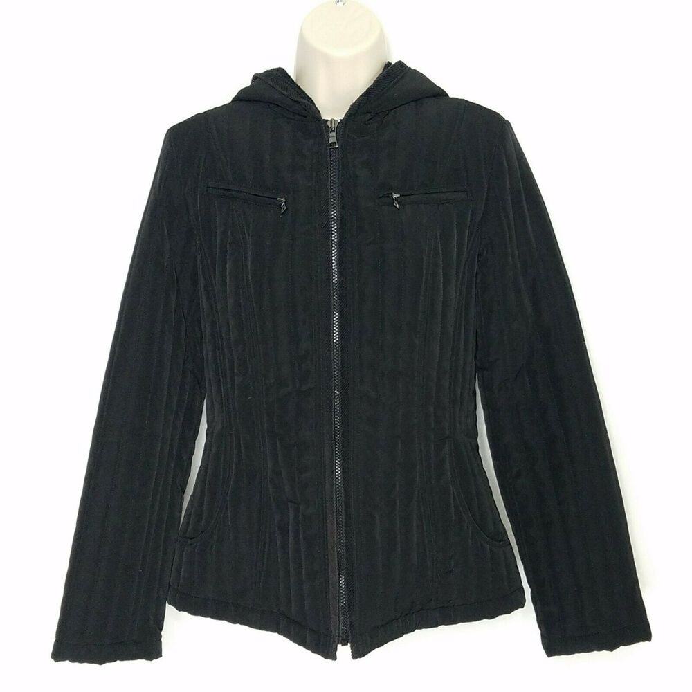 Esprit Womens Coat SZ Small Black Quilted Puffer